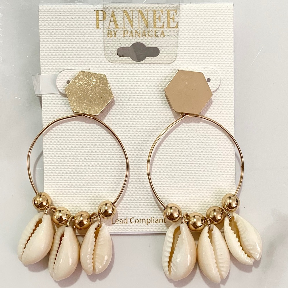 Ivory Seashell Rosegold Hoop Earrings